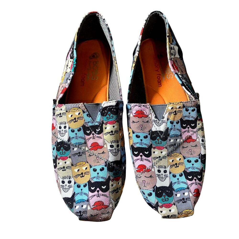 BOBS For Sketchers Cat Scratch Party Women 8 Shoes Flats Memory Foam Slip On
